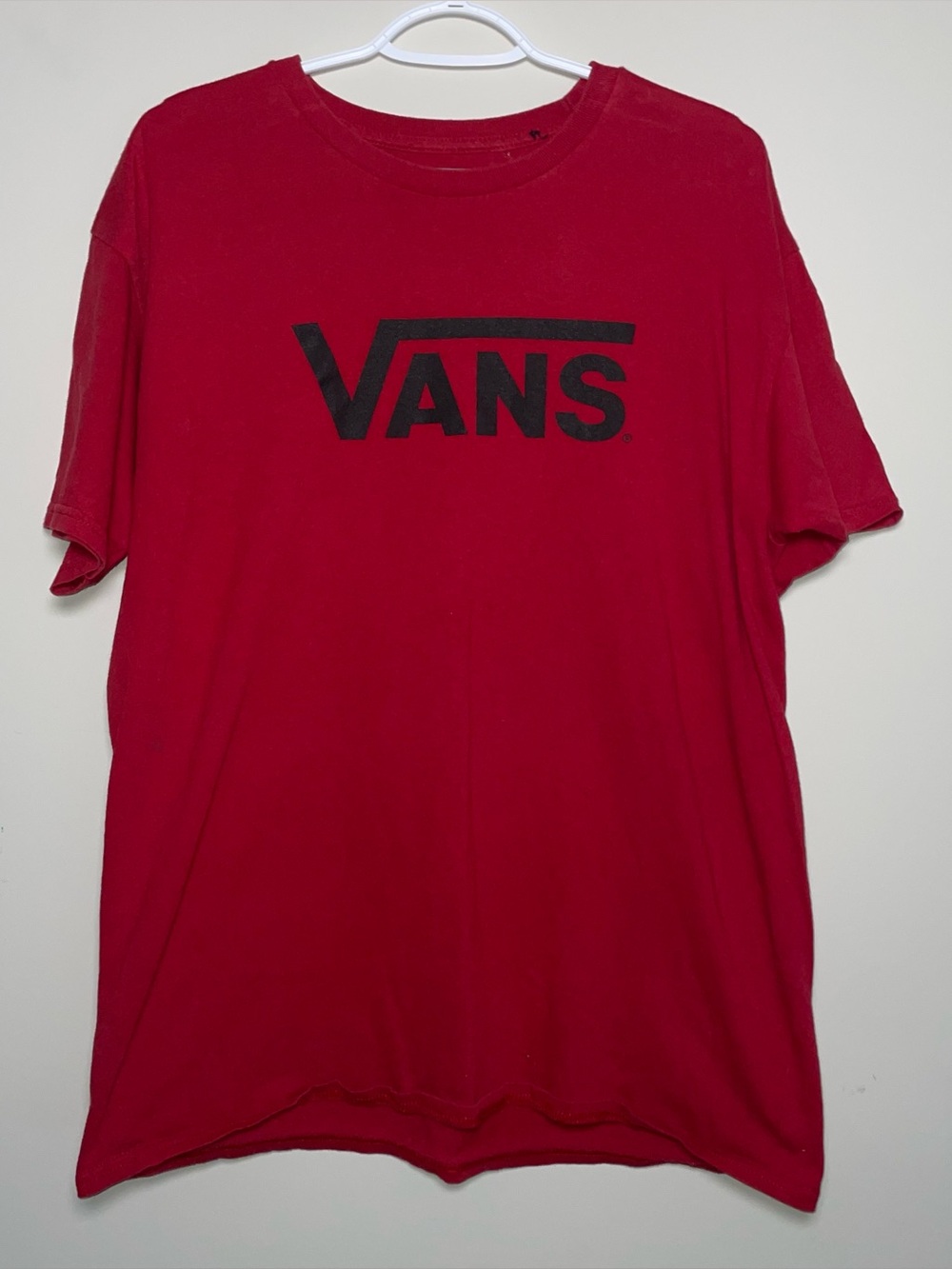 Vans L Red Black Graphic Logo Classic Tee Cotton Streetwear